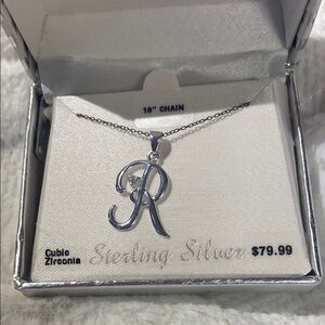 Sterling Silver 'R' Pendant Necklace